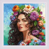 Riolis Kreuzstich Stickpackung "Blumenmuse", Zählmuster, 30x30cm