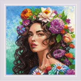 Riolis Kreuzstich Stickpackung "Blumenmuse", Zählmuster, 30x30cm