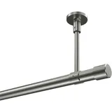 Interdeco GARDINENSTANGE Sonette Santo 260 cm (geteilt in 2 x 130 cm), 1-läufig, 20 mm Ø Edelstahl-Optik