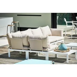 Fiam Beistelltisch Domino aus Aluminium, modernes Design, taupe, rechteckig, 70x70 cm,