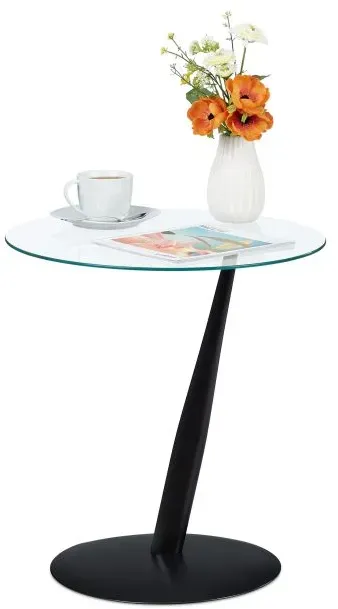 Relaxdays Schwarzer Beistelltisch aus Glas Schwarz,Transparent