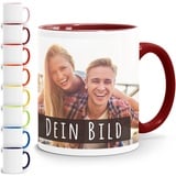 SpecialMe® personalisierte Fototasse mit eigenem Foto persönliches Geschenk Kaffeetasse mit Bild selbst gestalten inner-bordeaux Keramik-Tasse