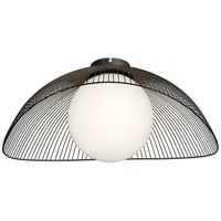 LINDBY Deckenlampe Fabronia, schwarz/weiß, Glas, Kugel, E27 - Schwarz