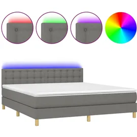 vidaXL Boxspringbett mit Matratze & LED Dunkelgrau 180x200 cm Stoff