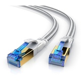 Primewire Flachbandpatchkabel CAT 8 mit Baumwollummantelung - Gigabit Ethernet LAN Kabel - 40 Gbit/s - S/FTP PIMF Schirmung - Netzwerkkabel - 3m