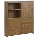 Home Affaire Highboard HOME AFFAIRE "Maribo", beige (naturfarben), B:125cm H:140cm T:35cm, Sideboards, Highboard, Stauraumschrank im modernen Landhaus-Stil, Breite 125 cm