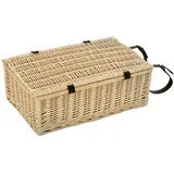 Outsunny Picknickkorb Weidenrute Keramik Naturholz 54L x 34B x 20H cm