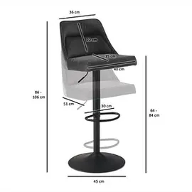 Wohnling Barhocker WL6.999 64-84 cm Grau