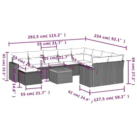 vidaXL Gartensofa-Set 11-tlg. grau