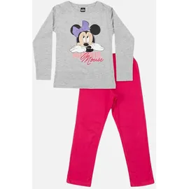 MINNIE MOUSE Disney Minnie Mouse Schlafanzug Pyjama Set Langarm Oberteil in grau/pink - 110, - 116,