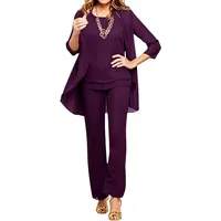 Lawawa Hosenanzug Damen Festlich 3 Teiliges Set Chiffon Hosenanzüge Festliches Outfit Hochzeitsgast Festmode Cocktail Abendmode Pailletten Abendanzug Sets - XL