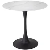 riess-ambiente Esstisch LYON Ø80cm weiß-grau / schwarz (Einzelartikel, 1-St), Glas · Metall · rund · Marmor-Design · Modern · Küche · Bistro weiß