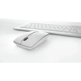 Cherry DW 8000, kabelloses Tastatur- und Maus-Set, EU-Layout (QWERTY), batteriebetrieben, ultraflache Tastatur, 3 Tasten-Maus mit Infrarotsensor, Weiß-Silber