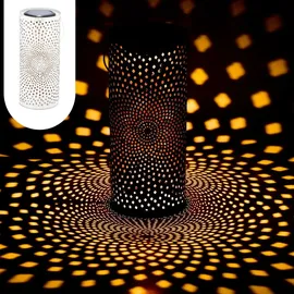 Marrakesch Orient & Mediterran Interior Marrakesch 2er Set Solarlaternen Solarlampen für außen mit Henkel aus Metall 30cm Groß | Boho Deko Outdoor Solar LED Laterne Wetterfest Swann Weiss IP65 Wasserdicht als Gartendeko im Garten