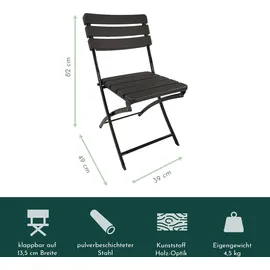 Lemodo Balkonmöbel Set 3teilig, klappbar, 2x Balkonstühle + 1x Balkontisch, Holzoptik