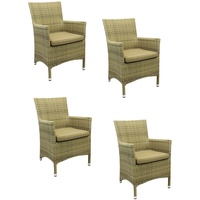4x KONWAY® GARDA Sessel Elfenbein inkl. Sitzkissen Polyrattan Garten Stuhl Set