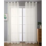 Gardinenbox 2er-Pack Ösen Gardinen Transparent Vorhang Set Wohnzimmer Voile Ösenvorhang Bleibandabschluß HxB 225x140 cm Creme, 203322