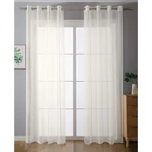 Gardinenbox 2er-Pack Ösen Gardinen Transparent Vorhang Set Wohnzimmer Voile Ösenvorhang Bleibandabschluß HxB 225x140 cm Creme, 203322
