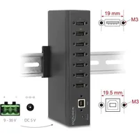 DeLock Industrie Hub 7 x USB 2.0 Typ-A mit 15 kV ESD Schutz und 60687 - Schwarz