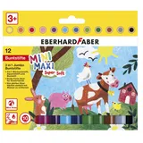 Eberhard Faber Buntstifte Mini Maxi 3in1 Jumbo MiniMaxi farbsortiert, 12 St.