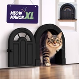 Katzentür Innentür – Meow Manor Extra große Haustiertür, 26 x 28 cm, Keine Klappe, Katzentür für Katzen bis zu 13,6 kg, einfache Selbstmontage, sichere Installation in Minuten, kein Training