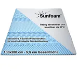 Sunfoam Topper 100x200 cm 7-Zonen-Wellenstruktur | individuelle Druckentlastung | Bezug waschbar bis 60 Grad | Oeko-TEX® 100