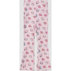 s.Oliver Gerippte Leggings mit Flared Leg und All-over-Print - pink - 128