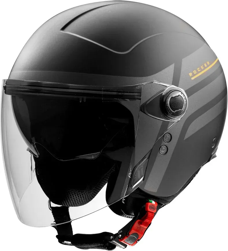 Premier Rocker ON, casque à jet - Mat Noir/Gris Foncé - L