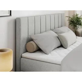 MKS Meble MKS Boxbett, Hellgrau, Textil, 2-Sitzer, H3, Rechteckig, 140x200 cm, Schlafzimmer, Betten, Boxspringbetten