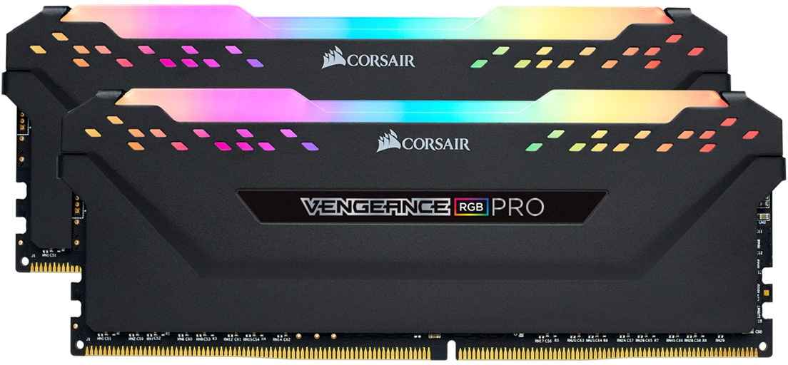 Corsair Vengeance RGB Pro Schwarz 32GB Kit 2x16GB DDR4-3600 CL18 DIMM Arbeitsspeicher, optimiert für AMD