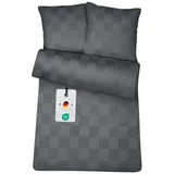 Carpe Sonno Damast Kariert Grau 135 x 200 cm + 80 x 80 cm