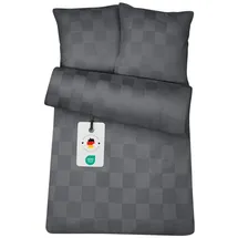 Carpe Sonno Damast Kariert Grau 135 x 200 cm + 80 x 80 cm