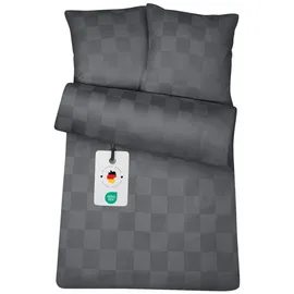 Carpe Sonno Damast Kariert Grau 135 x 200 cm + 80 x 80 cm