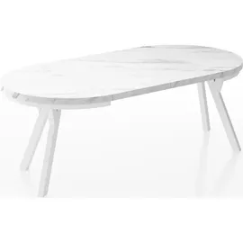 WFL GROUP Runder Esstisch 90 x 76 x 90 cm weiß