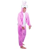 Boland - Erwachsenen-Kostüm Hase, Kapuzen-Overall aus Plüsch, Tiermotiv, Reisverschluss vorne, Kaninchen, Häschen, Bunny, Karneval, Fasching, Mottoparty