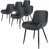 ML-Design 6er Set Esszimmerstühle Wohnzimmerstühle Küchenstuhl Anthrazit, Samt