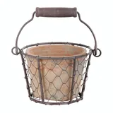 Esschert Design Topf im Drahtkorb mit Henkel, Blumentopf Pflanzkübel Pflanzer