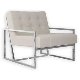 s-style möbel Loungesessel Tampa Bouclé 84 x 81 x 89 cm Beige/Silber