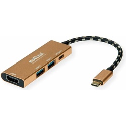 Roline USB Typ C Dockingstation (USB C), Dockingstation + USB Hub, Gold