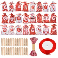 Volumoon 24 Stück Adventskalender Zum Befüllen, Geschenktüten Weihnachten, Aufhängen Geschenktüten, mit Mini-Holzklammern und Kordel, Weihnachtskalender Tüten, Adventstüten Für Männer Frauen (A)