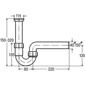 Viega 105716 11/2"x40mm, o.Schl., 90Gr., Kunststoff