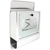 Relaxdays Briefkasten Glas mit Brief-Motiv und Zeitungsrolle