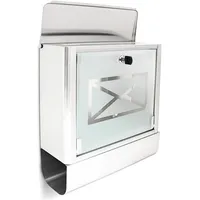 Relaxdays Briefkasten Glas mit Brief-Motiv und Zeitungsrolle
