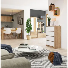 abamihome Kommode K60 60 x 99 x 40 cm Sonoma Eiche / Weiß