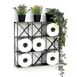 DanDiBo Ambiente DanDiBo Toilettenpapierhalter Schwarz Metall Tic Tac Toe 96418 Klopapierhalter Wand WC Ersatzrollenhalter Wandmontage Papierhalter Rollenhalter
