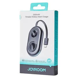 Joyroom Jr-W09 Magnetisches kabelloses Uhrenladegerät, 2500 mAh, Powerbank mit 3-w-apple-watch-ladegerät Und Usb-c-kabel – Schwarz