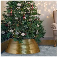 Marrakesch Orient & Mediterran Interior Weihnachtsbaumdecke Skandinavischer Weihnachtsbaum Kragen Andine aus Metall gold 60 cm (1-tlg), Handarbeit goldfarben