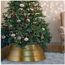 Marrakesch Orient & Mediterran Interior Weihnachtsbaumdecke Skandinavischer Weihnachtsbaum Kragen Andine aus Metall gold 60 cm (1-tlg), Handarbeit goldfarben