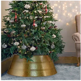 Marrakesch Orient & Mediterran Interior Weihnachtsbaumdecke Skandinavischer Weihnachtsbaum Kragen Andine aus Metall gold 60 cm (1-tlg), Handarbeit goldfarben