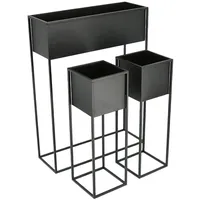 Spetebo Schwarze Metall Blumenständer - 3er Set - Metall